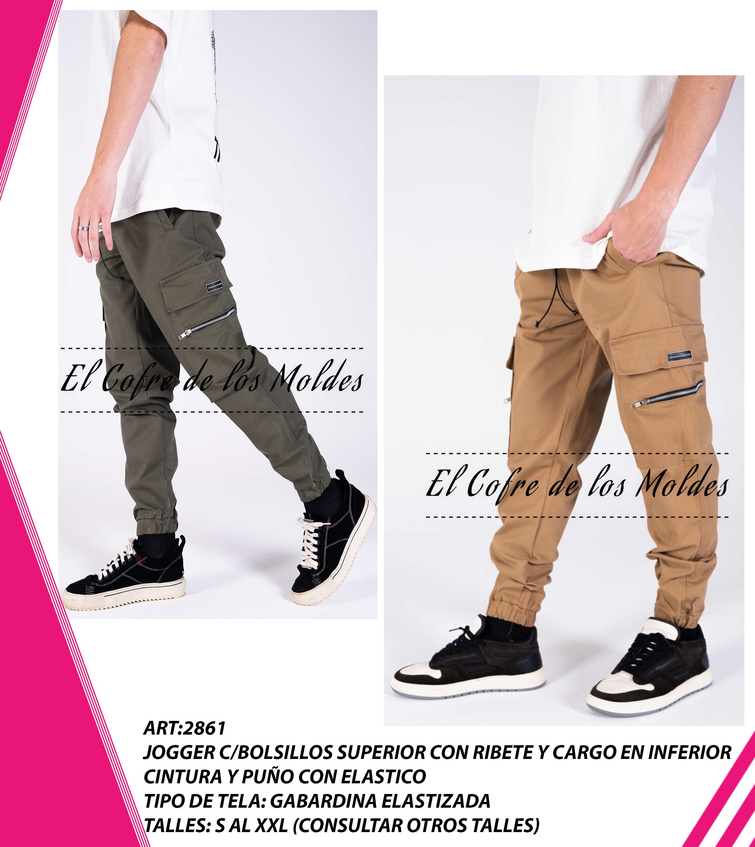 Molde Pantalon Cargo Hombre Patron Pack 5 Talles!