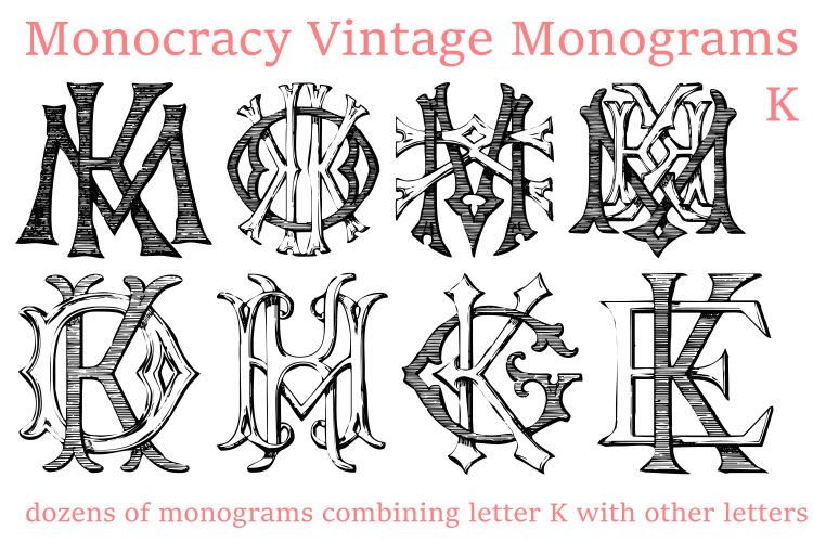 Vintage Monogram KY YK Digital Download K Y 