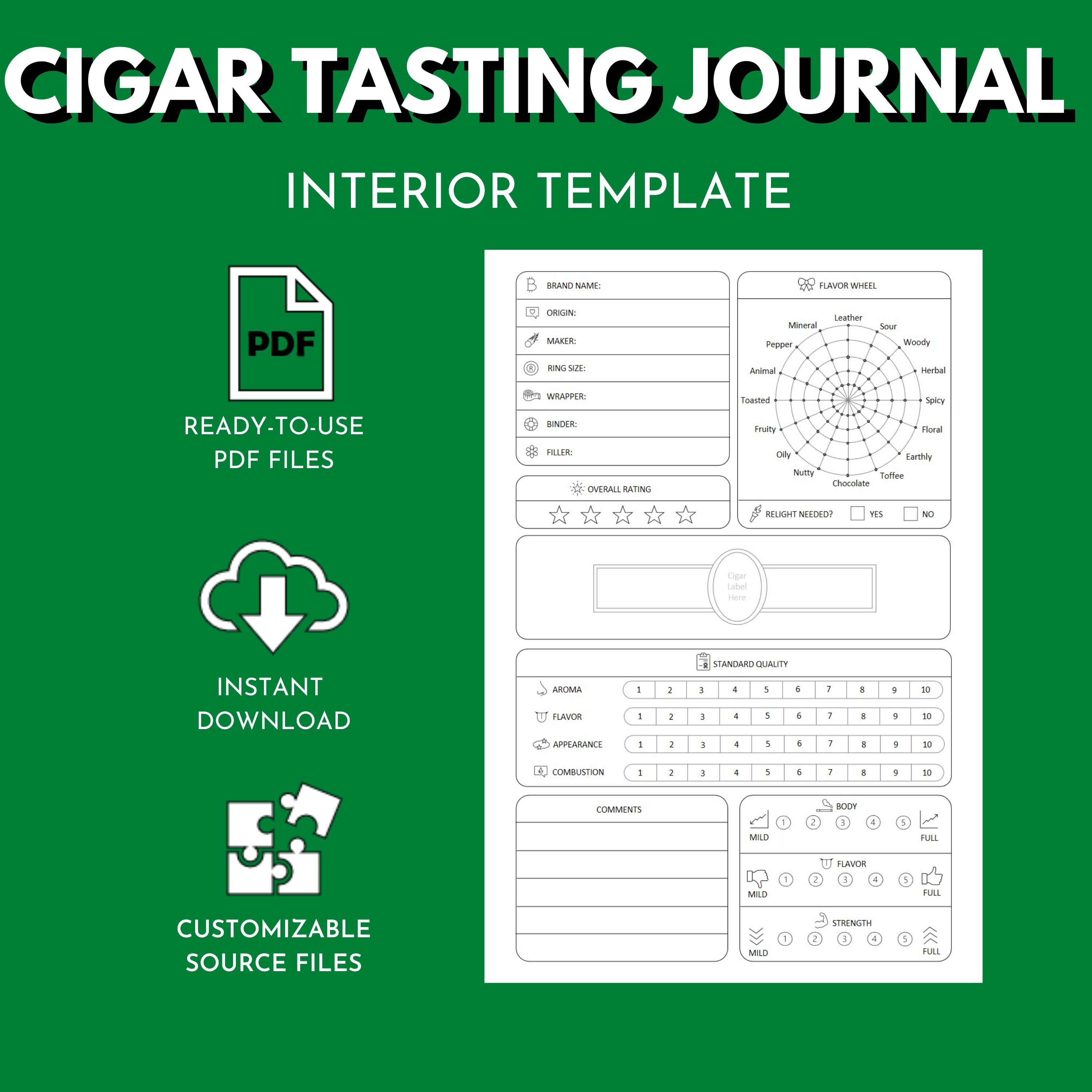 Cigar Tasting Journal Amazon KDP Interior Template for Low-Content Book ...