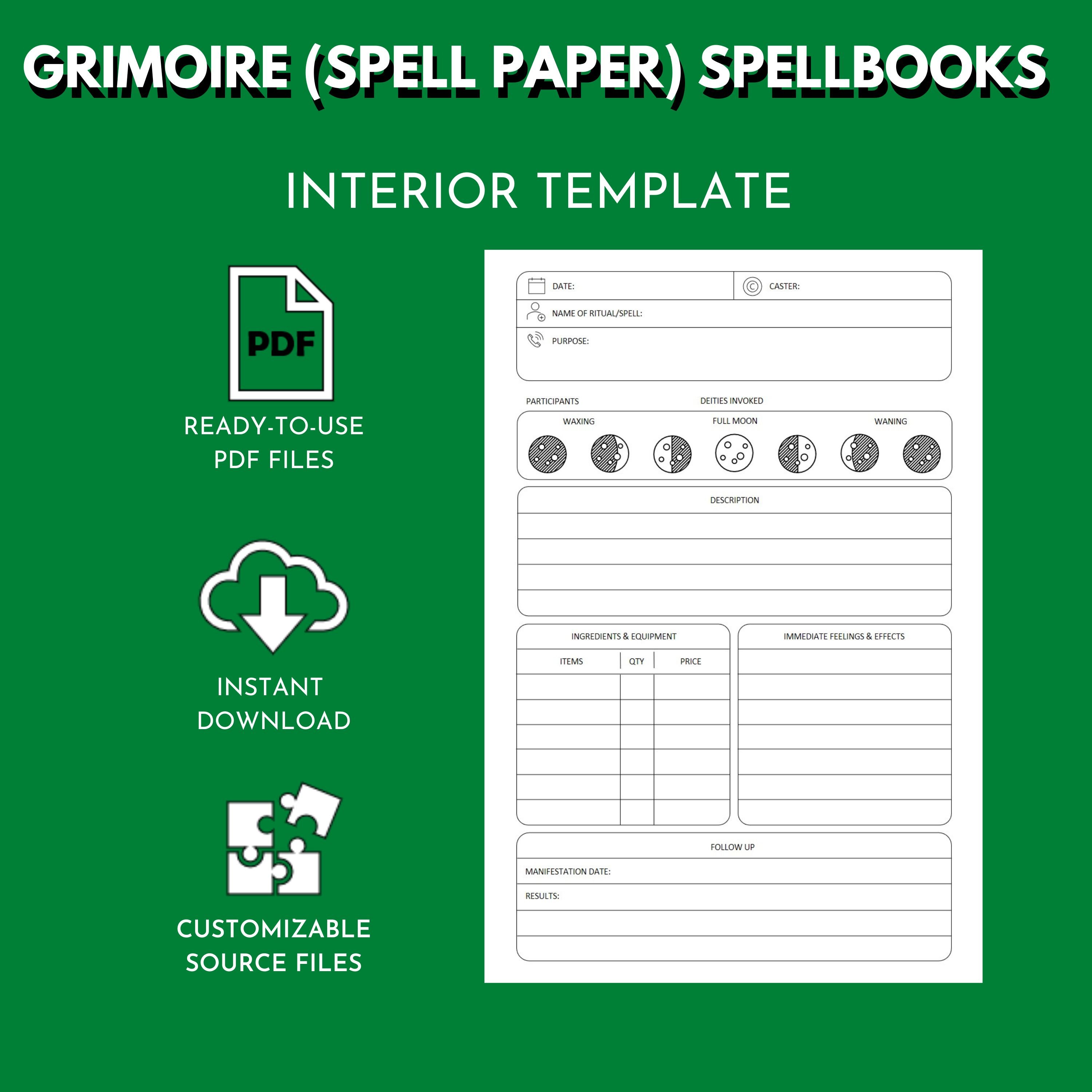 Grimoire [Spell Paper] Spellbooks Amazon KDP Interior Template for Low ...