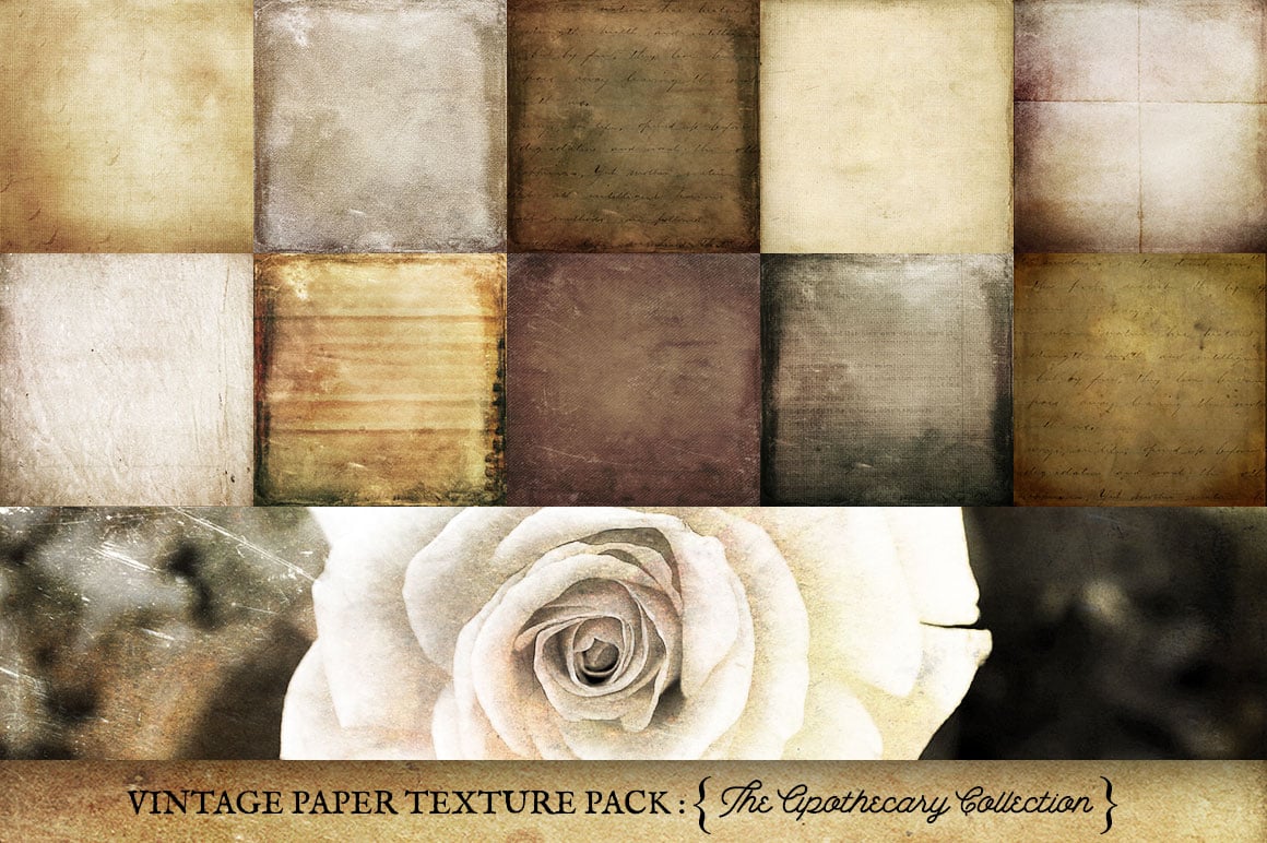 vintage digital papers with a darker mood full of texture, stains, scratches, burnt edges
