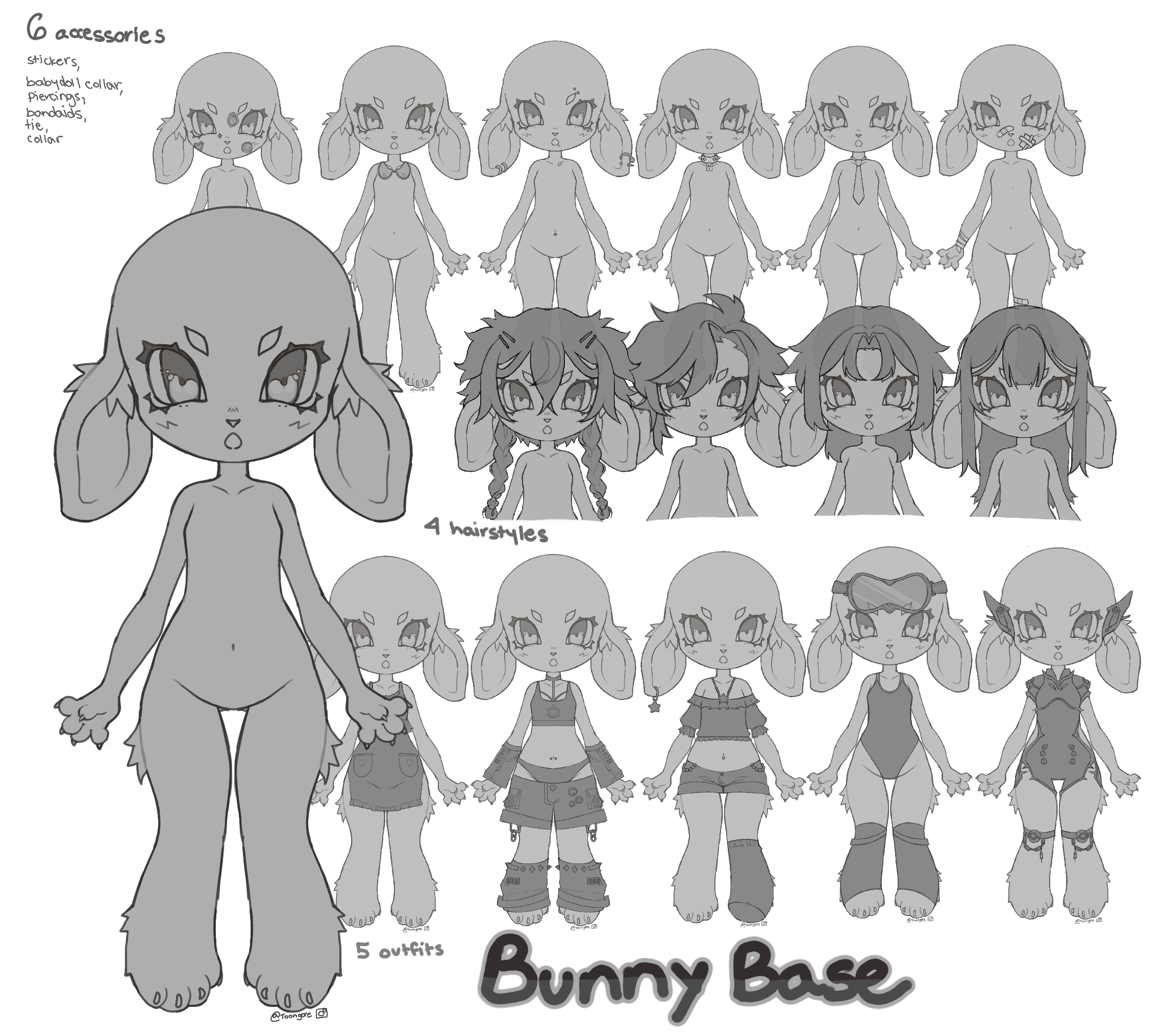 Sweet bunny base (lots of adons!) - Payhip