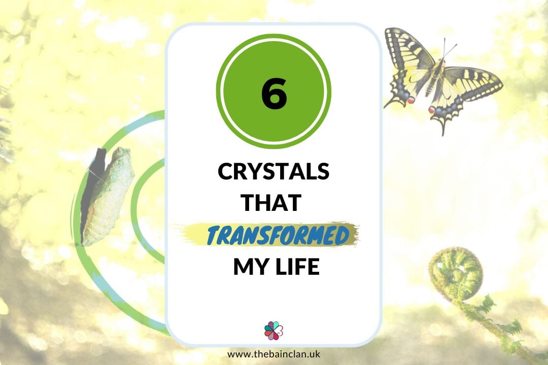 Butterflies on a sunny day with the words six crystals that transformed my life