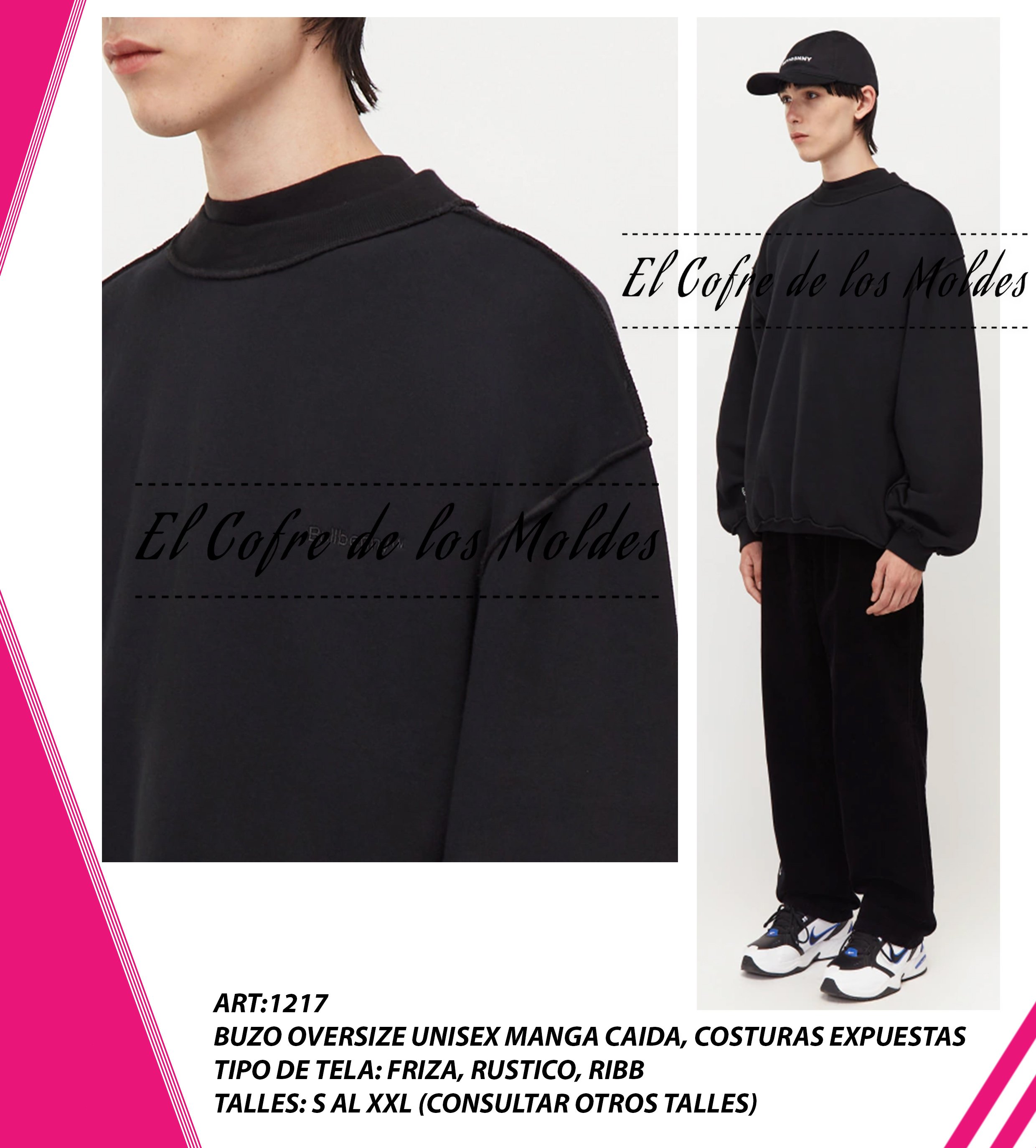 Molde Digital PDF Buzo Oversize Unisex Costuras Expuestas -Pack de ...