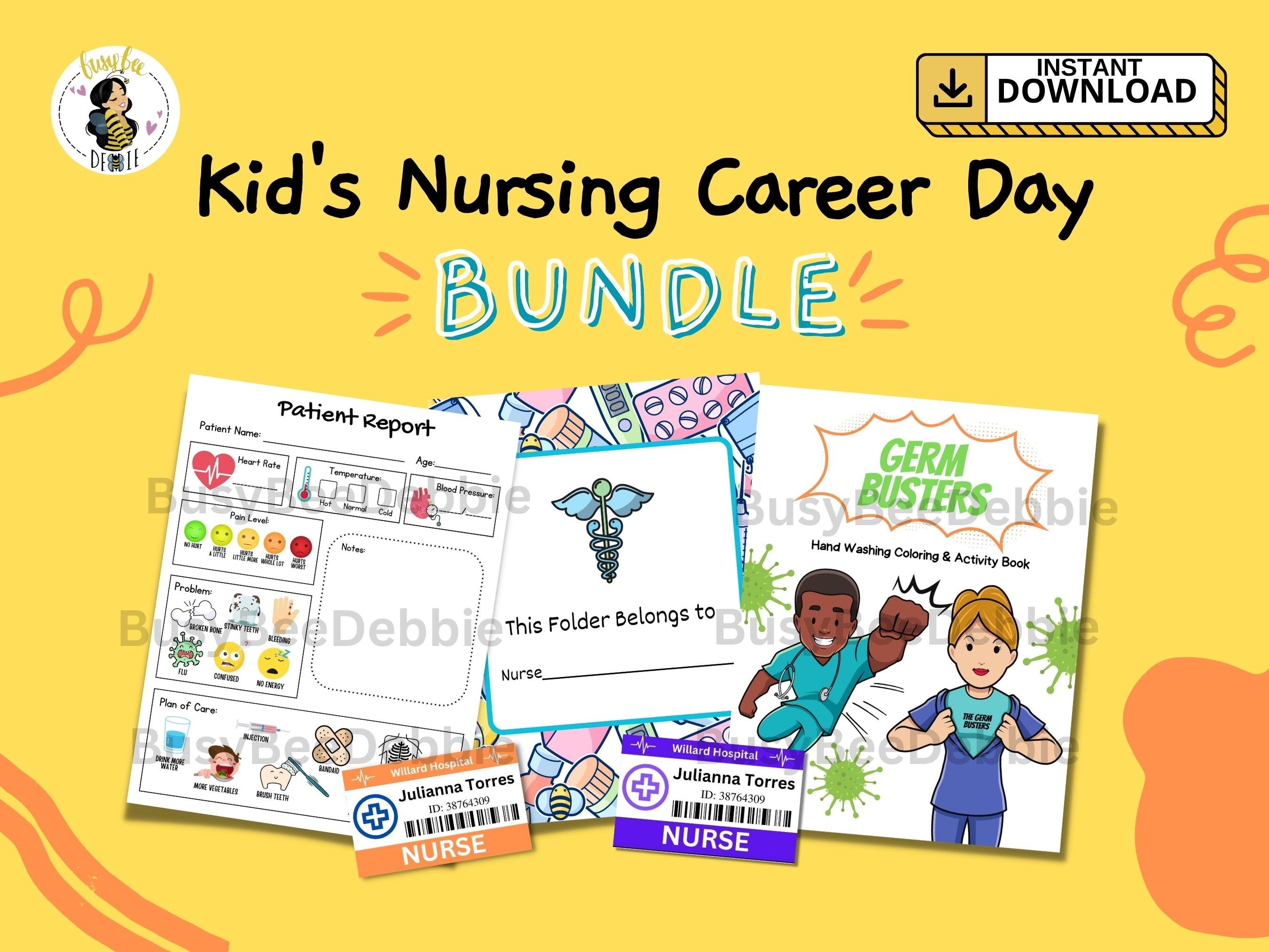 Kid's Nursing Career Day Bundle, ID Badge, Pretend Nurse Play, Patient  Report for Kids
