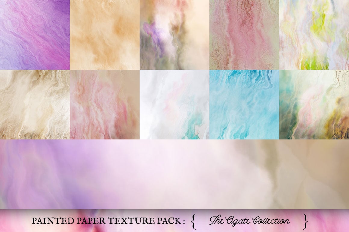 Painted paper texture pack. softly blended textures that are reminiscent of agate, marble, other precious stones