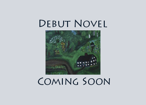 A landscape painting of the M'Nele property as it were at the end of the story. Debut Novel Coming Soon sign.