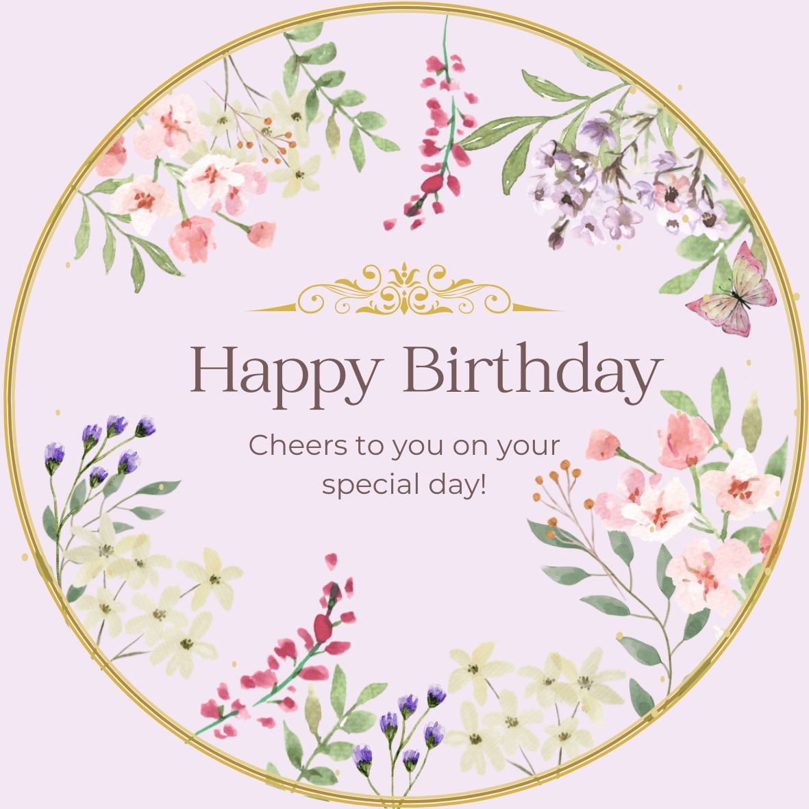 Watercolour Floral Circle Sticker | Customizable Canva Template | Digital. Design