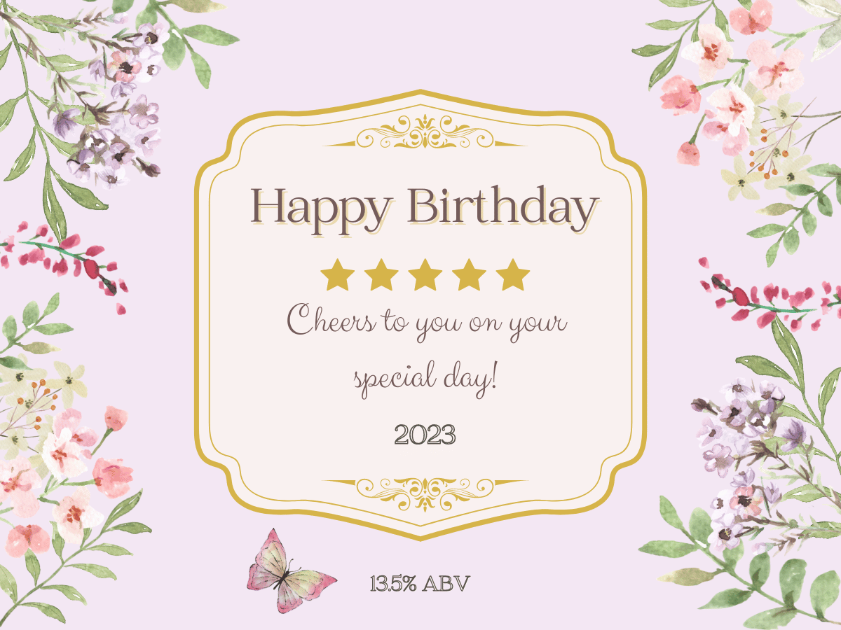 Watercolour Floral Sticker Label 4"x3" | Customizable Canva Template | Digital. Design