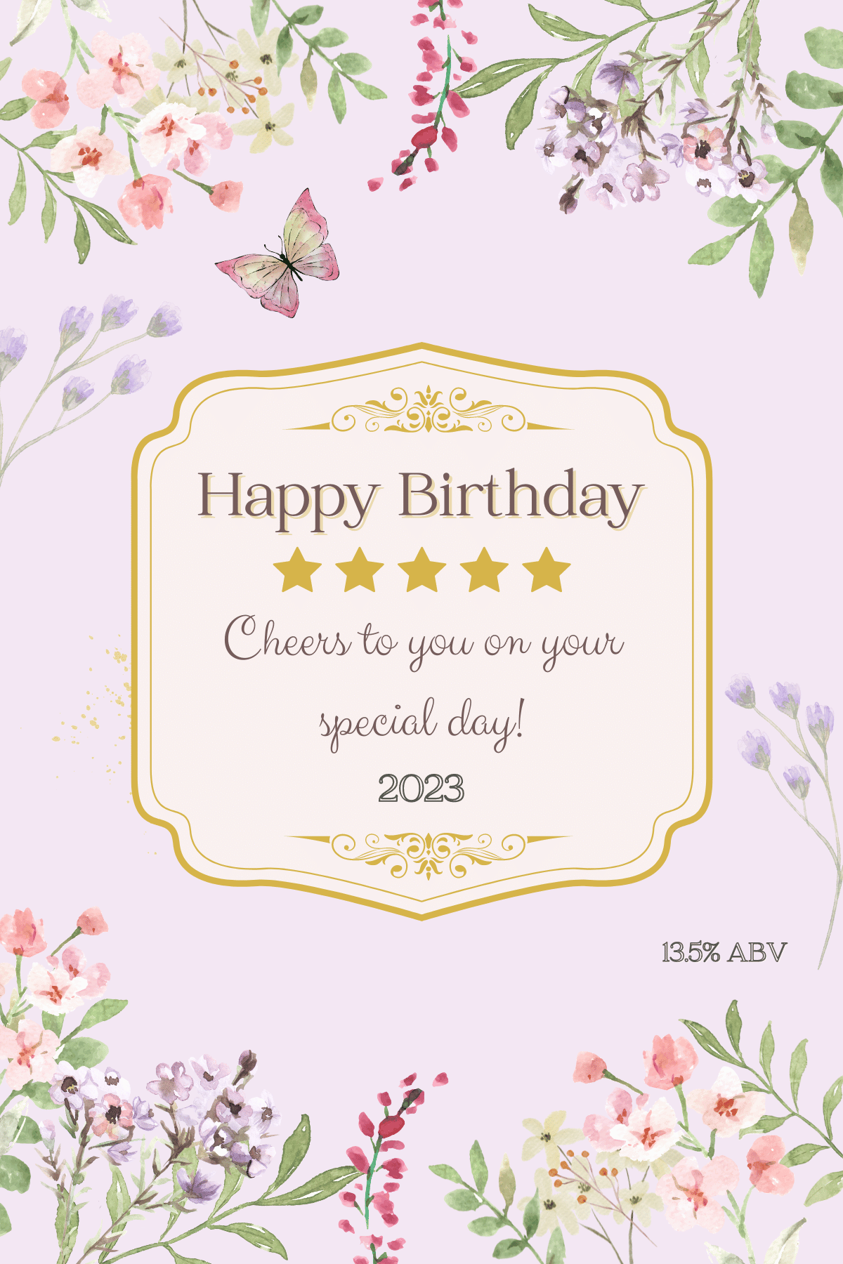 Watercolour Floral Sticker Label 4"x6" | Customizable Canva Template | Digital. Design