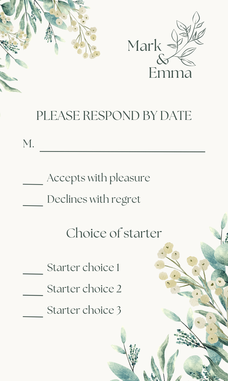 Fresh Elegance RSVP Card | Customizable Canva Template | Digital Download. Design