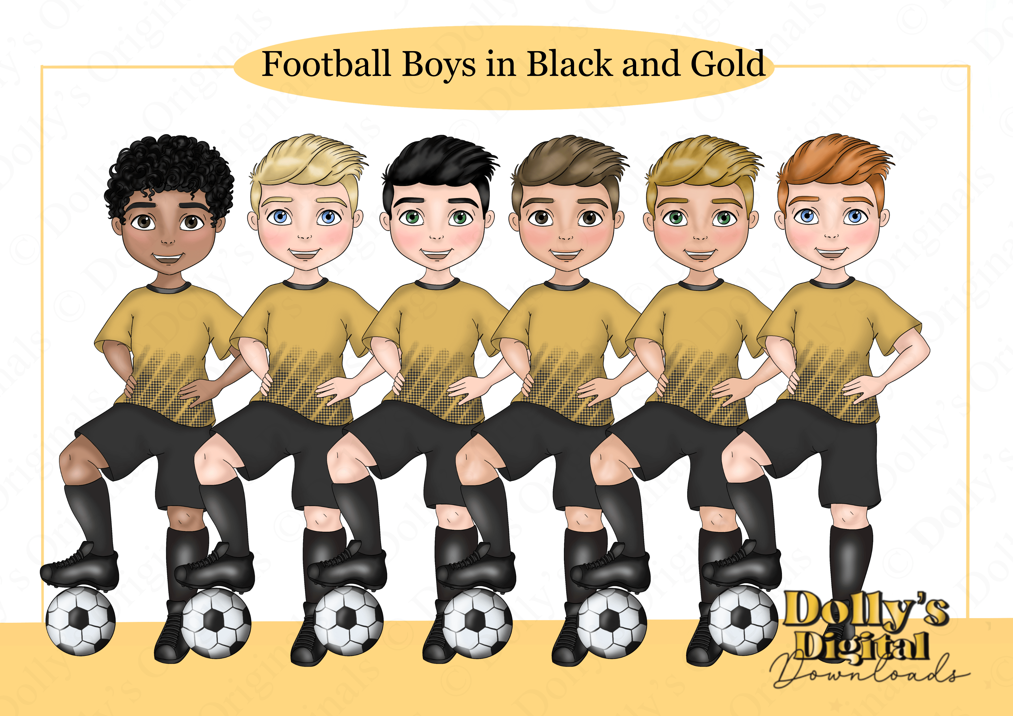 Black and Gold Football Boys Character Bundle - Payhip