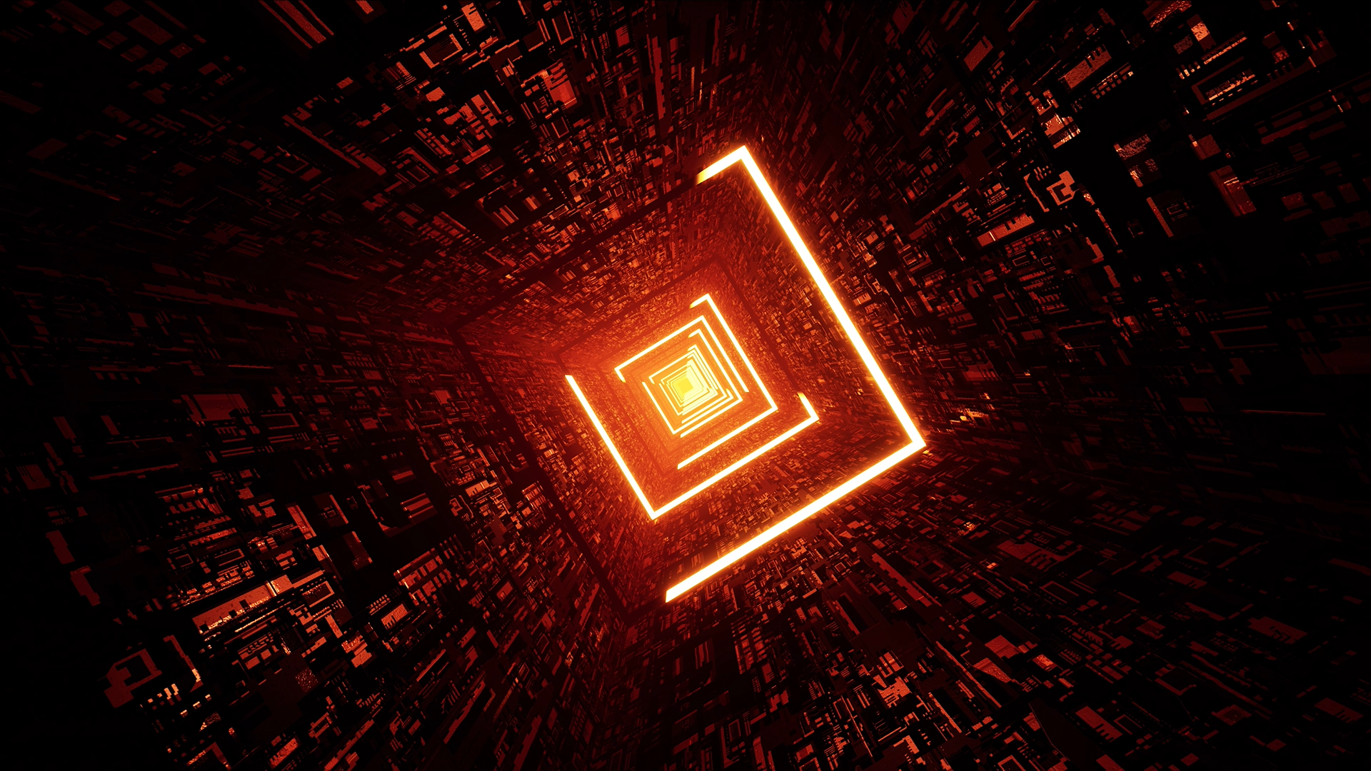 4K Video | Glow Red Light Stroke Square Sci-fi Tunnel | Vj Loop | No ...