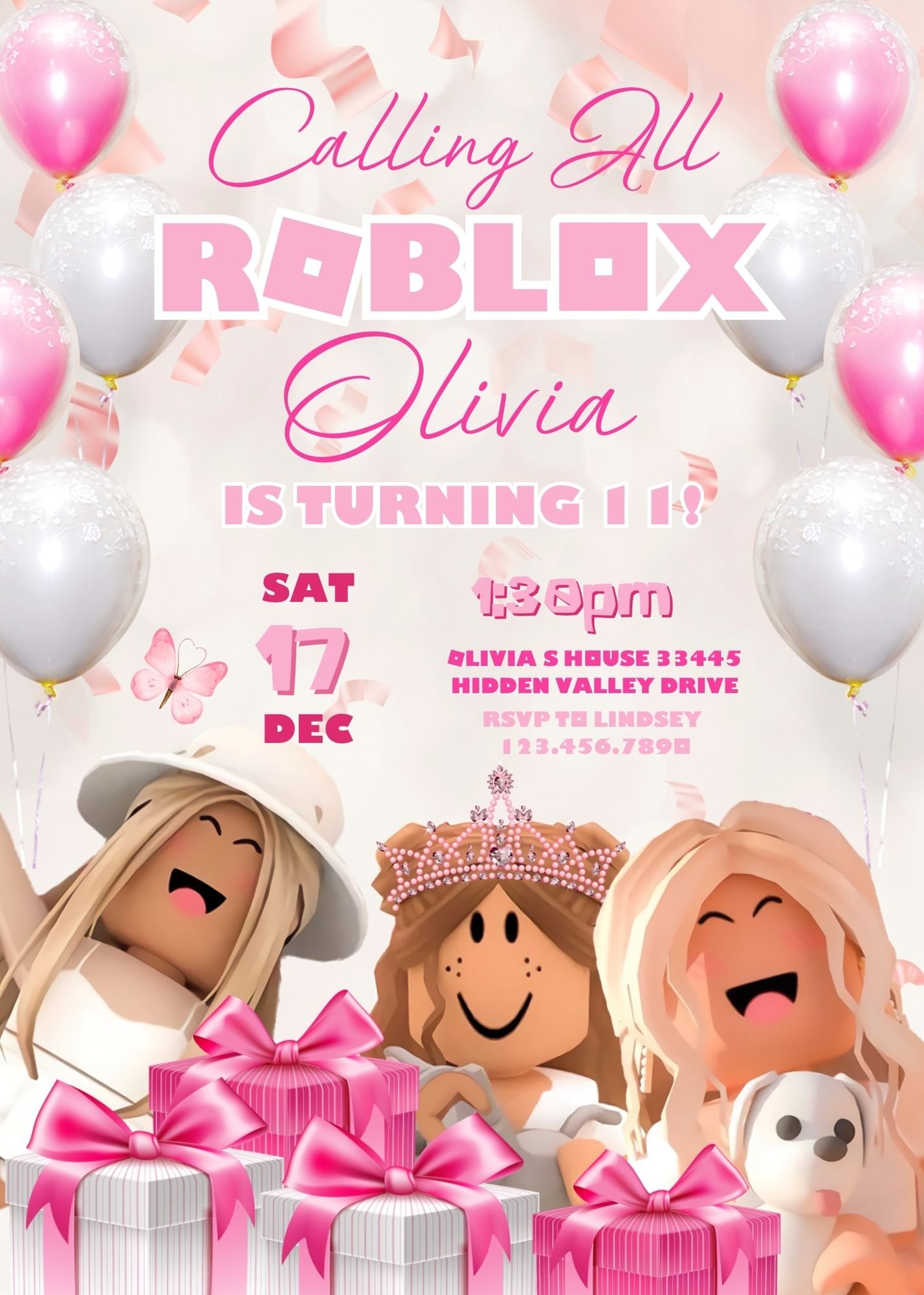 GIRL ROBLOX INVITATION Template