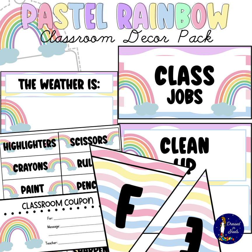Pastel Rainbow Classroom Decor Pack - Payhip