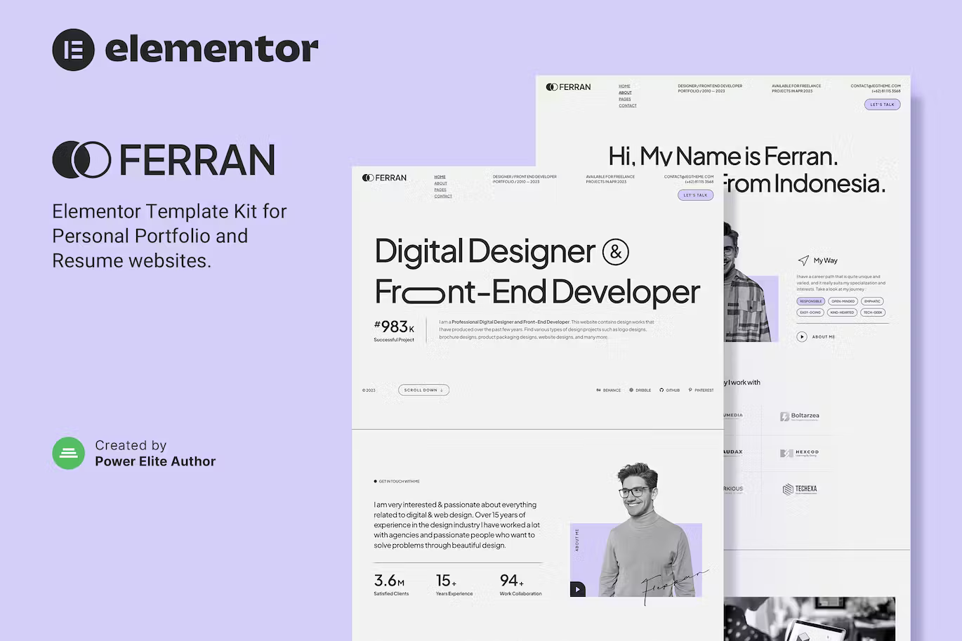 Personal Portfolio & Resume Elementor Template Kit - Payhip