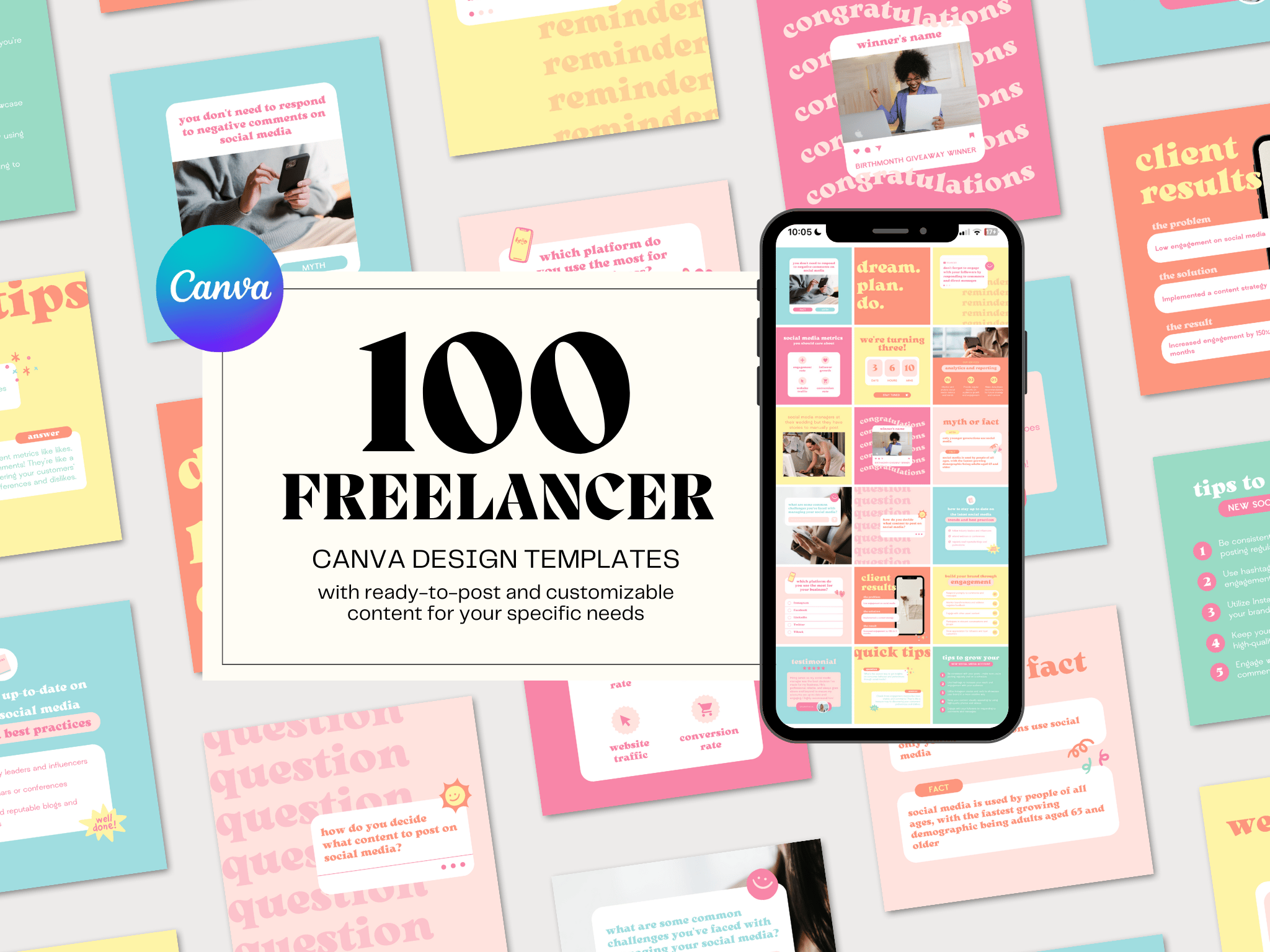 100 Fun & Vibrant Premium Instagram Canva Design Templates for ...