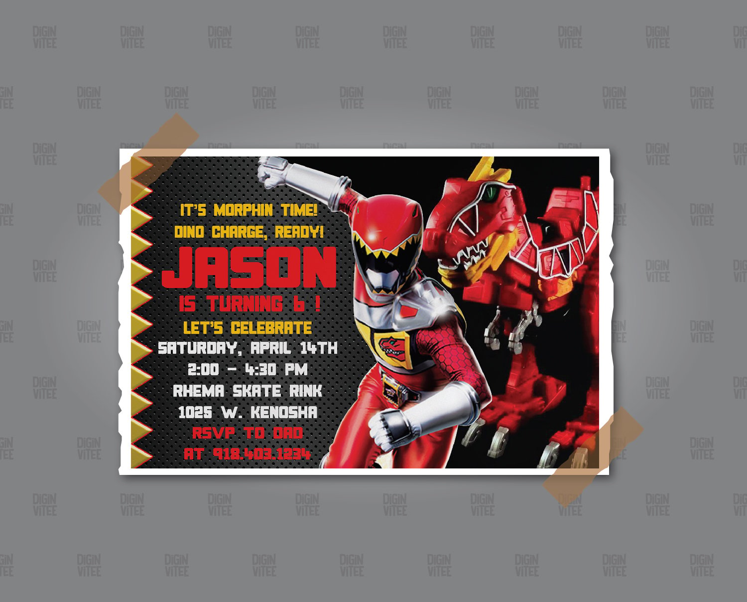 Power Rangers Birthday Invitations - DC-001-BL - Payhip