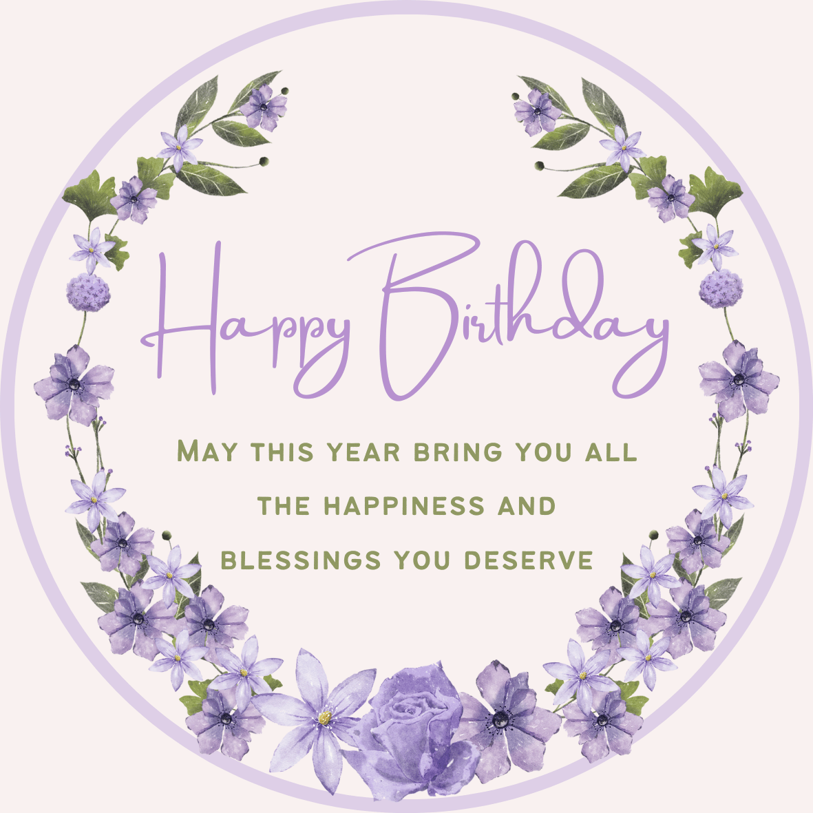 Delicate Purple Floral Frame Circle Sticker | Customizable Canva Template | Digital. Design
