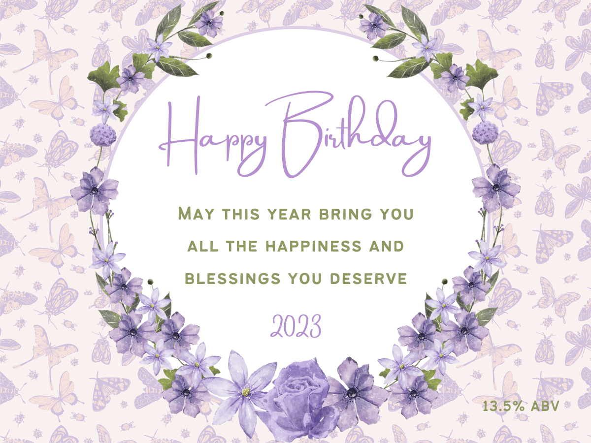 Delicate Purple Floral Frame Sticker Label 4"x3" | Customizable Canva Template | Digital. Design