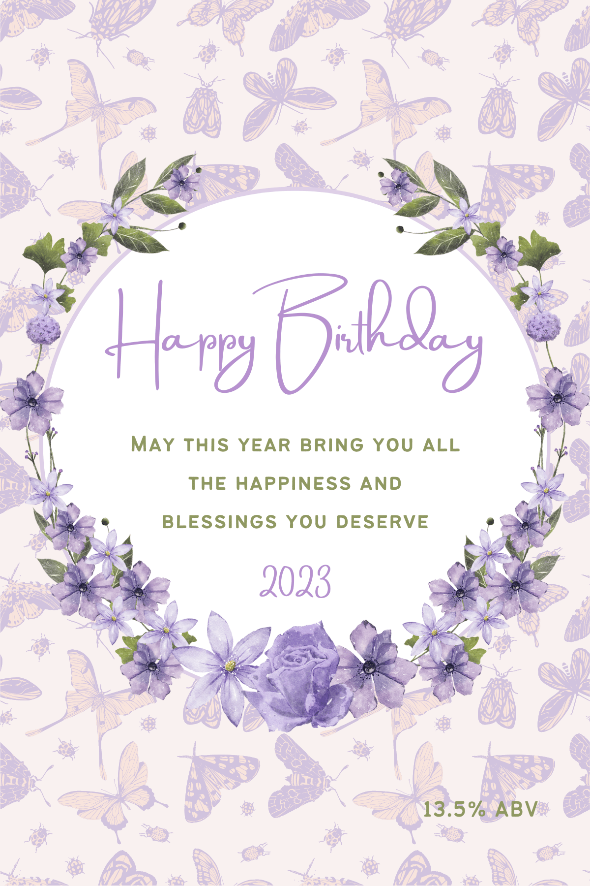 Delicate Purple Floral Frame Sticker Label 4"x6" | Customizable Canva Template | Digital. Design