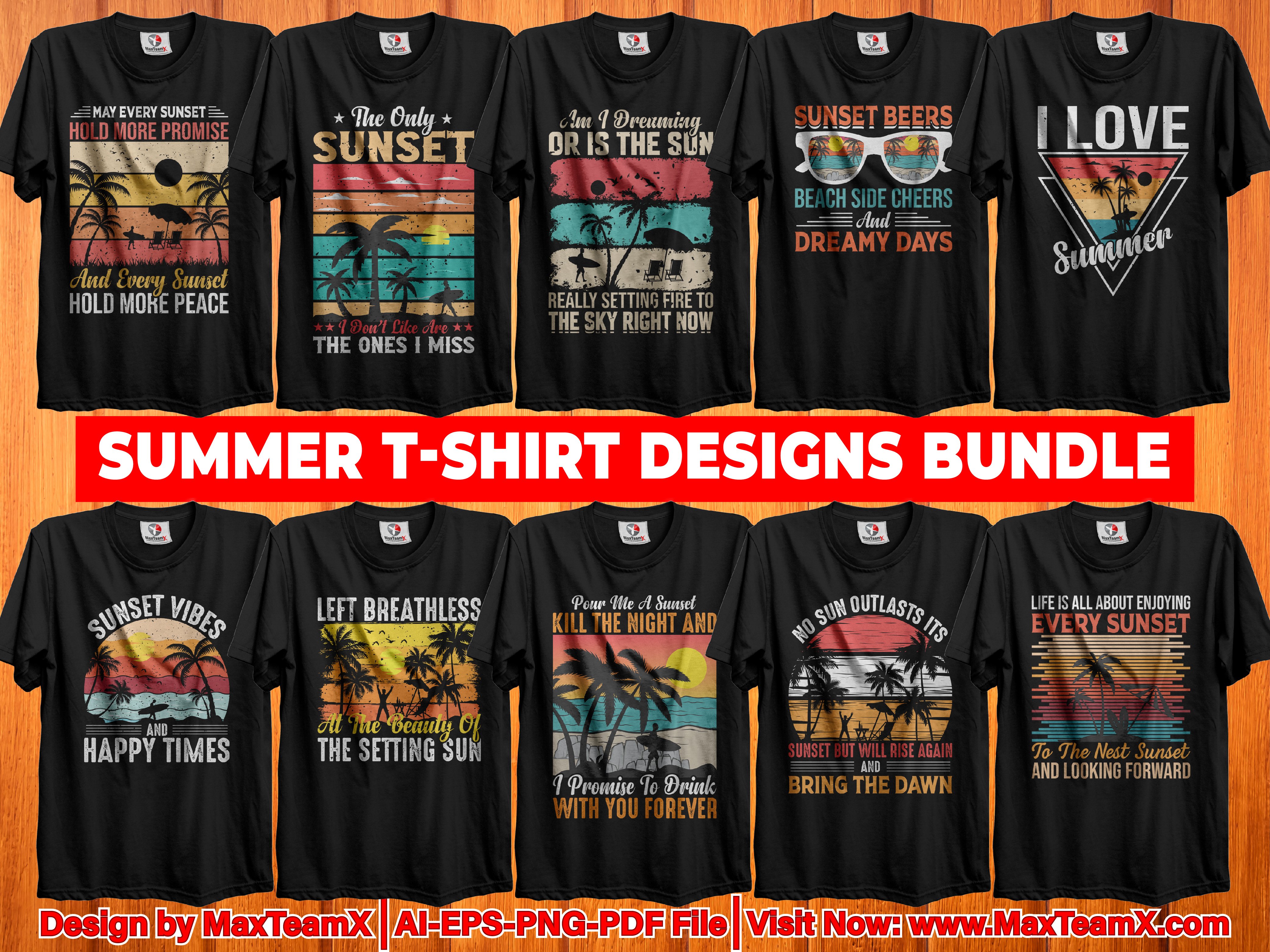 Summer T-Shirt Designs Bundle 1 - Payhip