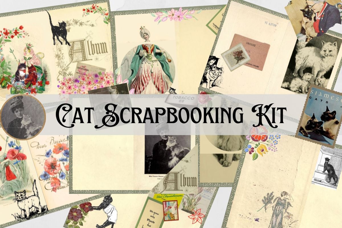Scrapbooking Stickers Cats, Junk Journals Supplies