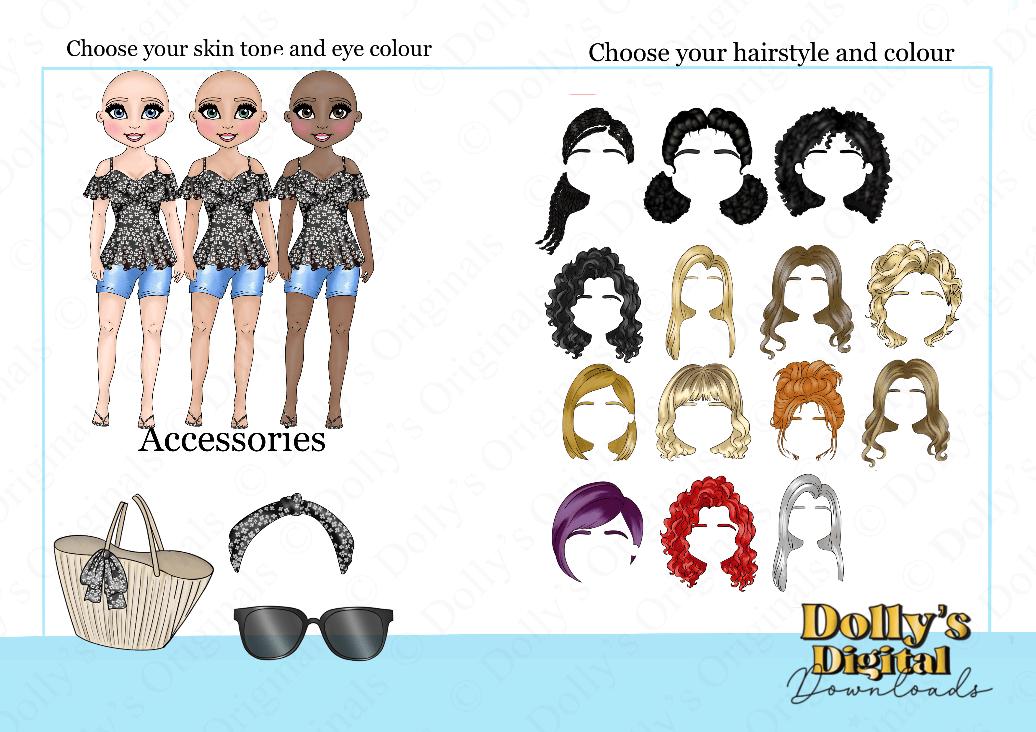 Summer Girl in Black Floral and Shorts Character Bundle - Payhip