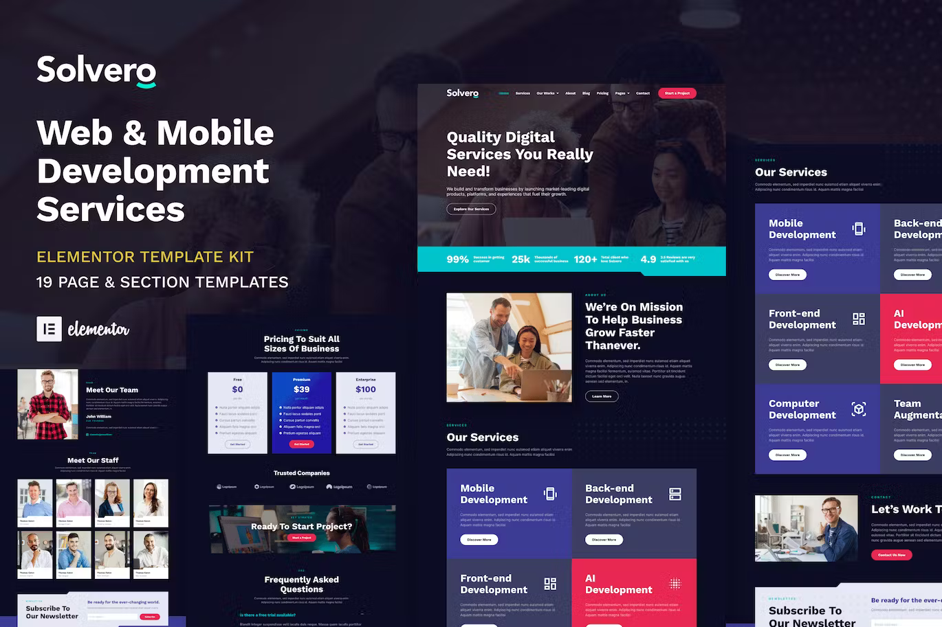 Web & Mobile Development Service Elementor Template Kit - Payhip