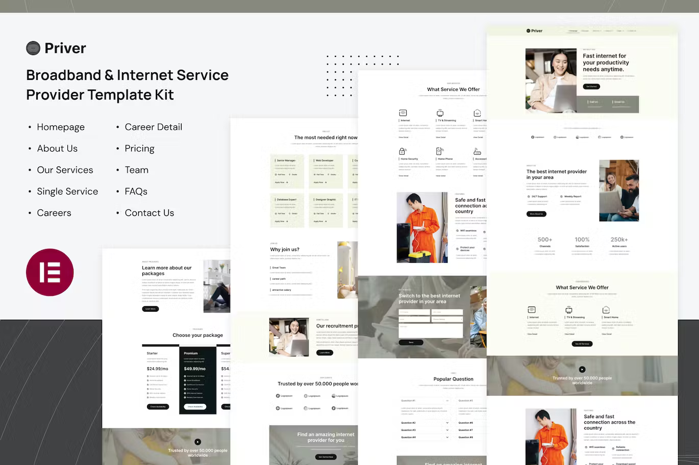Broadband & Internet Service Provider Elementor Pro Template Kit - Payhip