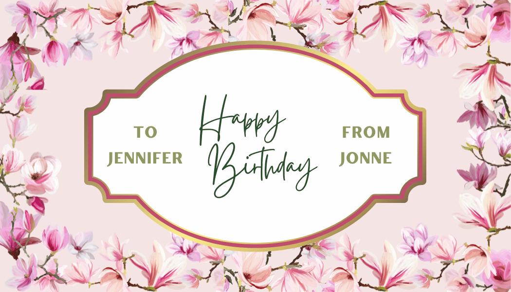 Pink Magnolia Flower Gift/Favor Tag | Customizable Canva Template | Digital. Design