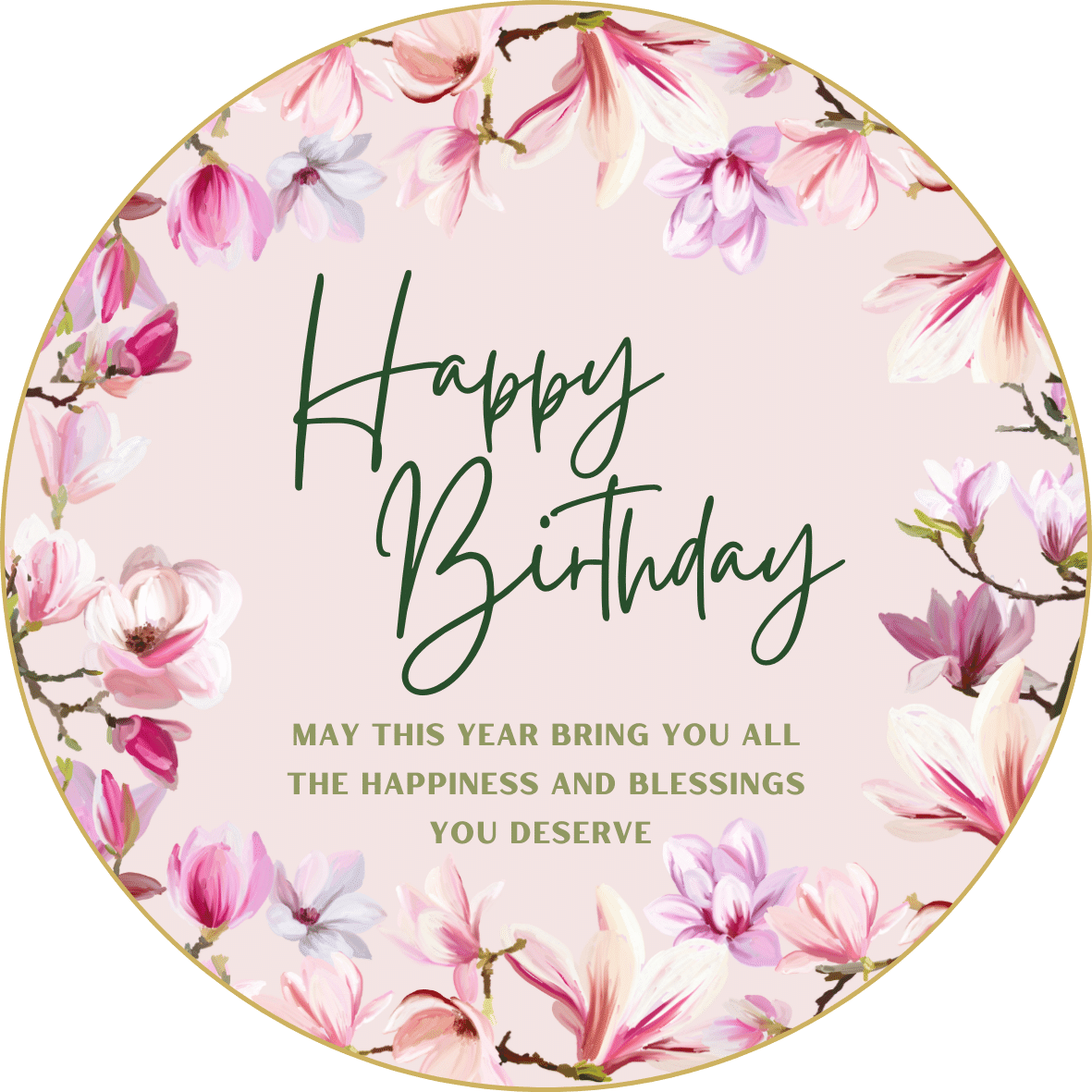 Purple Full Bloom Floral Circle Sticker | Customizable Canva Template | Digital. Design