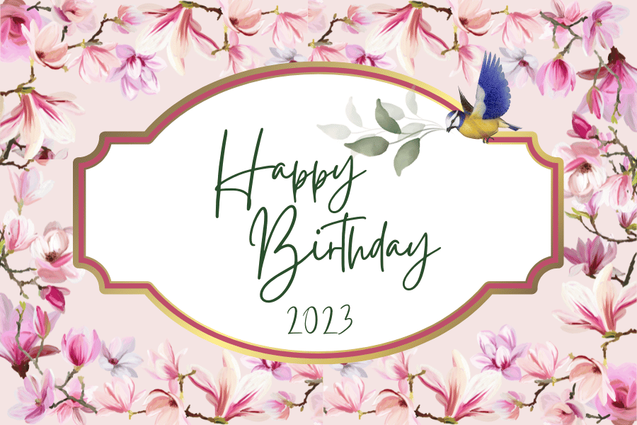 Pink Magnolia Flower Sticker Label 3"x2" | Customizable Canva Template | Digital. Design