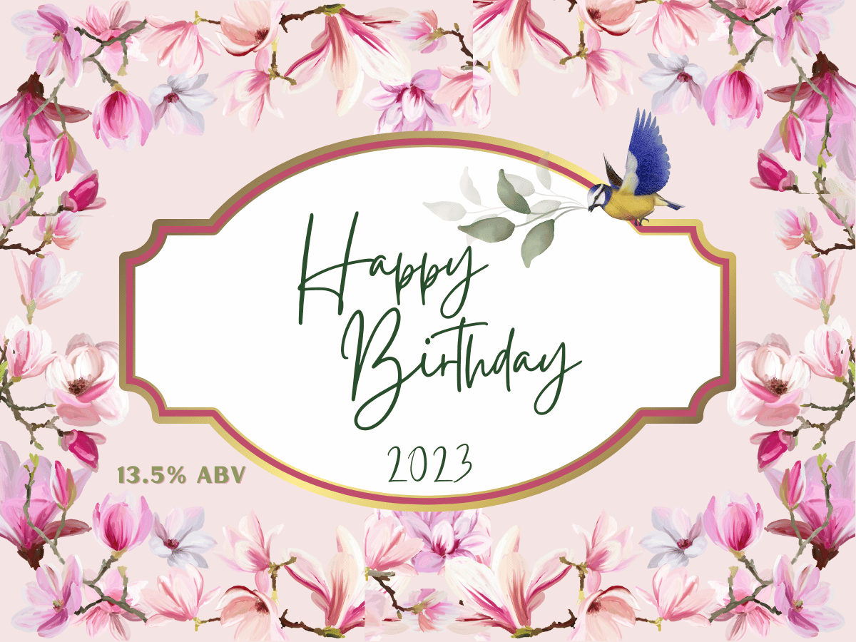 Pink Magnolia Flower Sticker Label 4"x3" | Customizable Canva Template | Digital. Design
