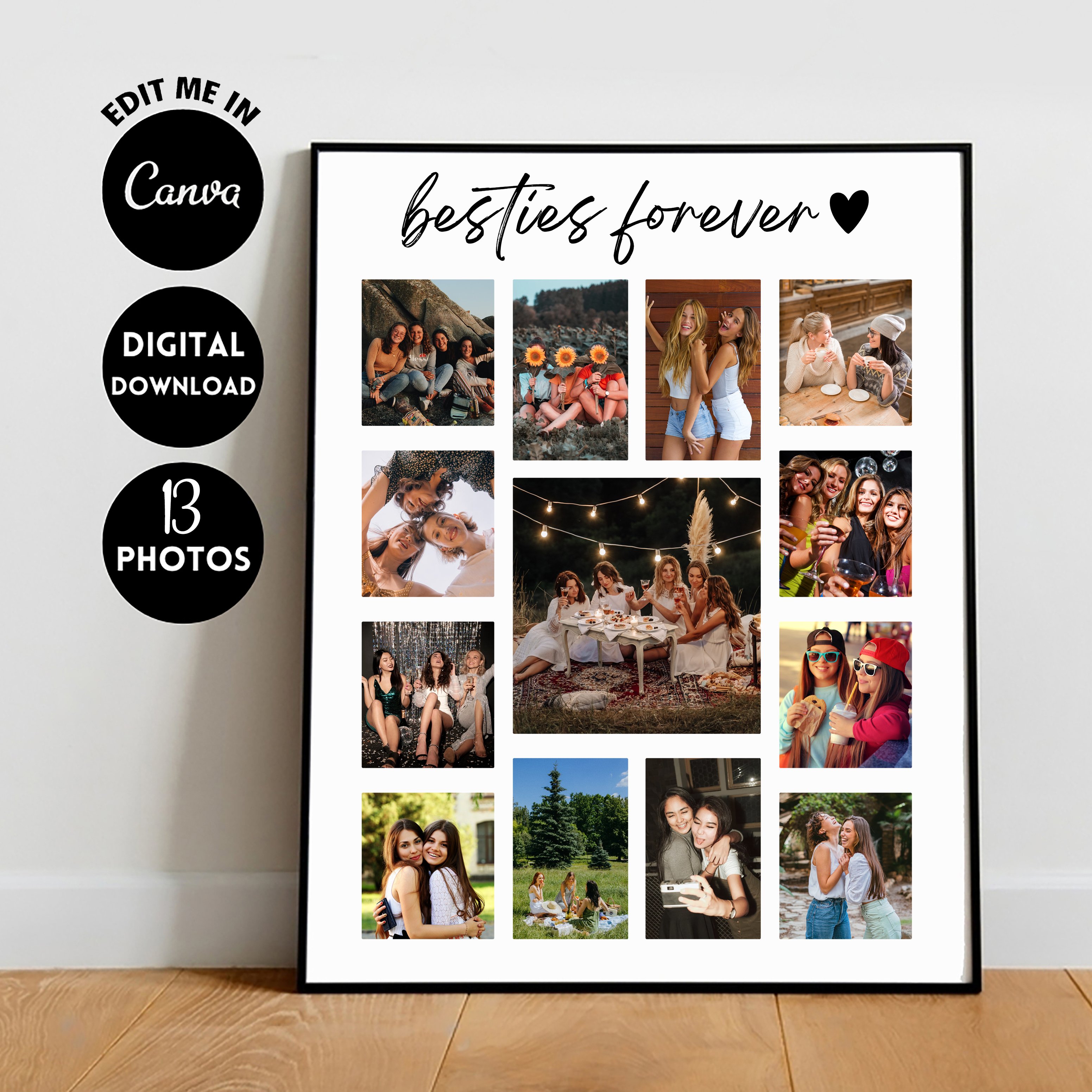 EDITABLE Personalized BFF Photo Collage Template, Gift for Best Friend ...