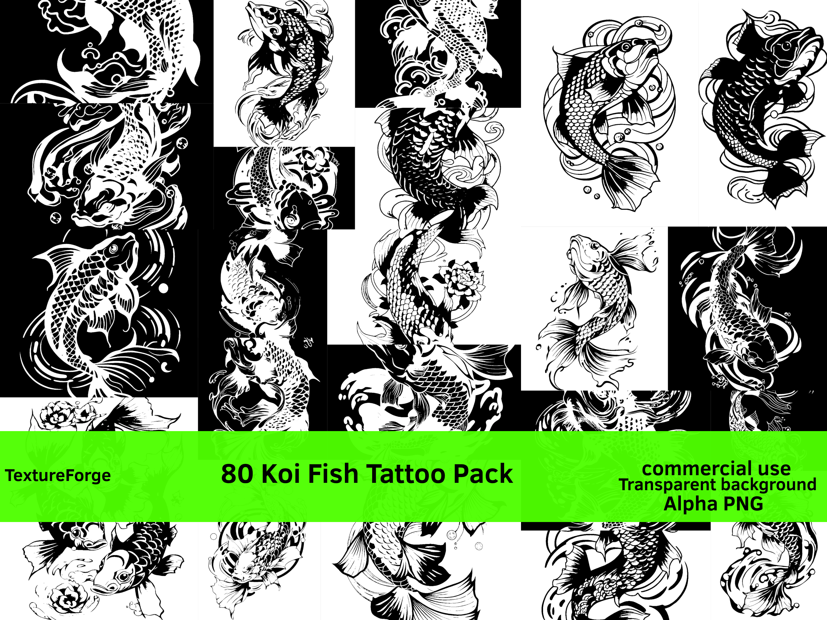 green koi fish tattoo designs