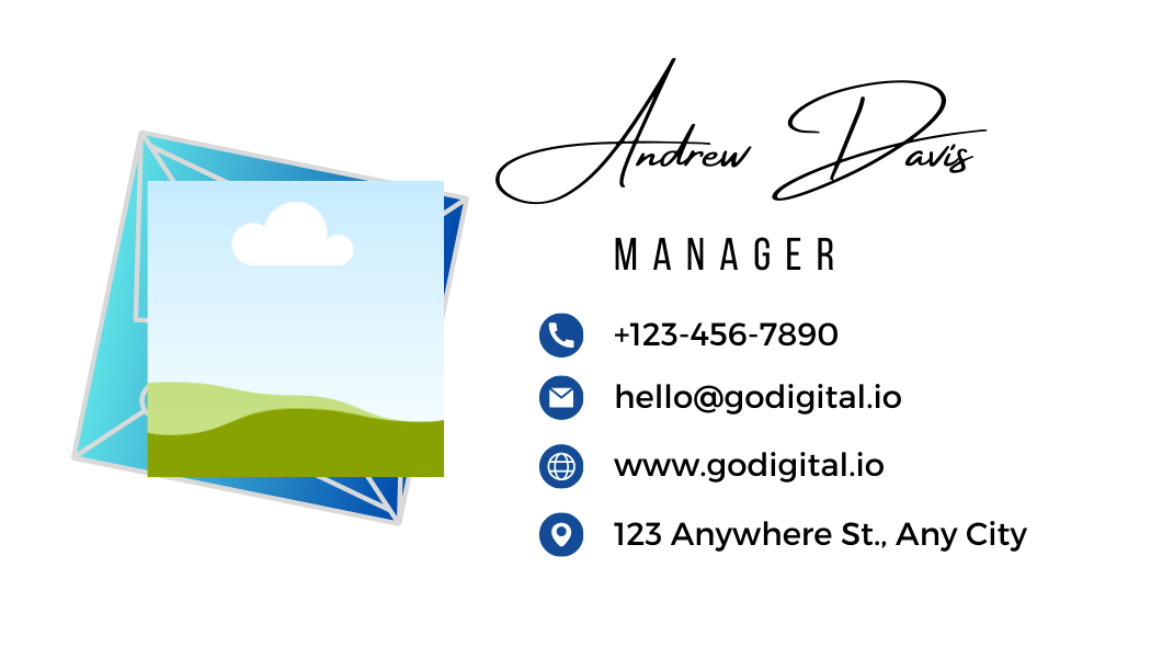 Customizable Contemporary geometric design Business Card Template for Canva - Small Business Branding, blue gradient back deisng