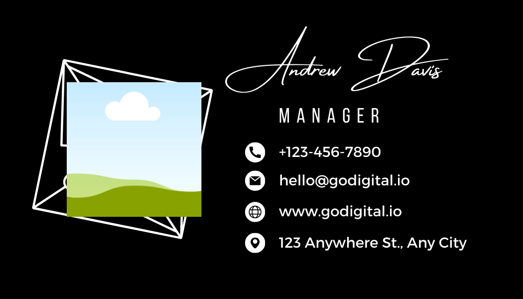 Customizable Contemporary geometric design Business Card Template for Canva - Small Business Branding, black back design