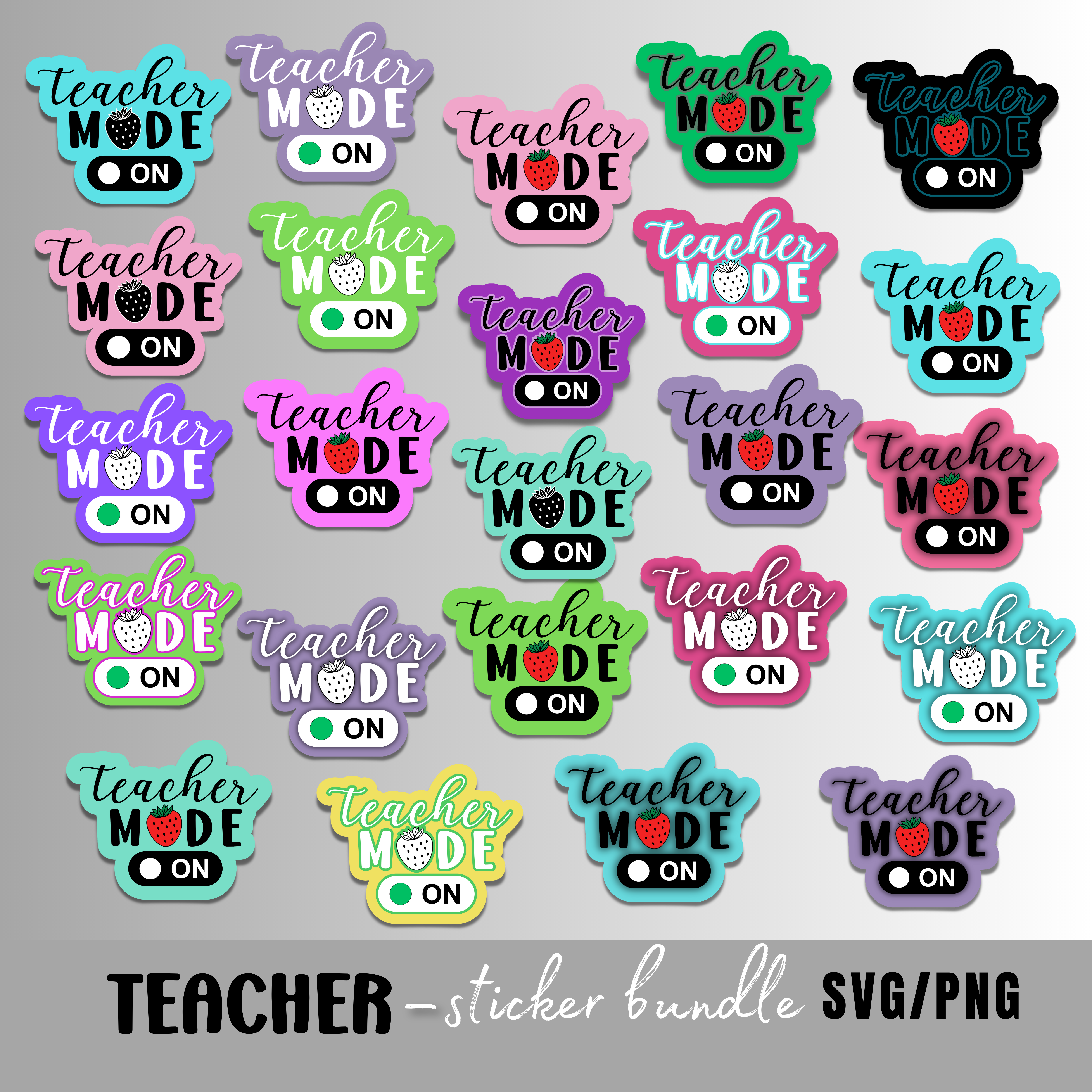 Teacher Mode SVG/PNG Sticker Bundle, Printable Sticker Bundle, Digital ...
