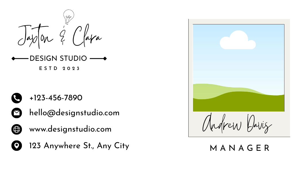 Customizable Elegant hand-drawn script Business Card Template for Canva - Small Business Branding, white back