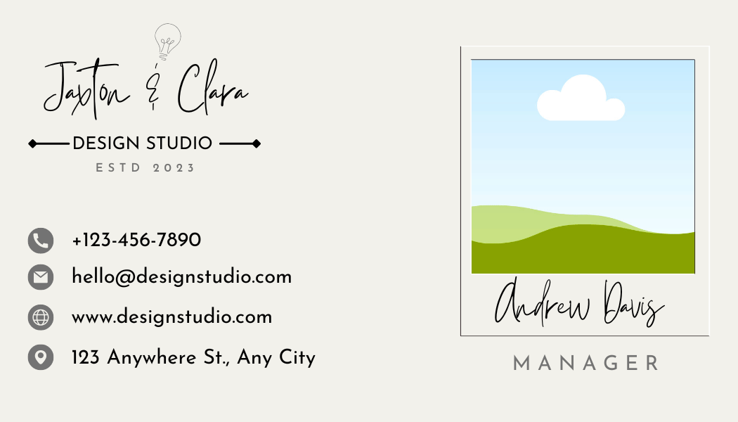 Customizable Elegant hand-drawn script Business Card Template for Canva - Small Business Branding, beige back