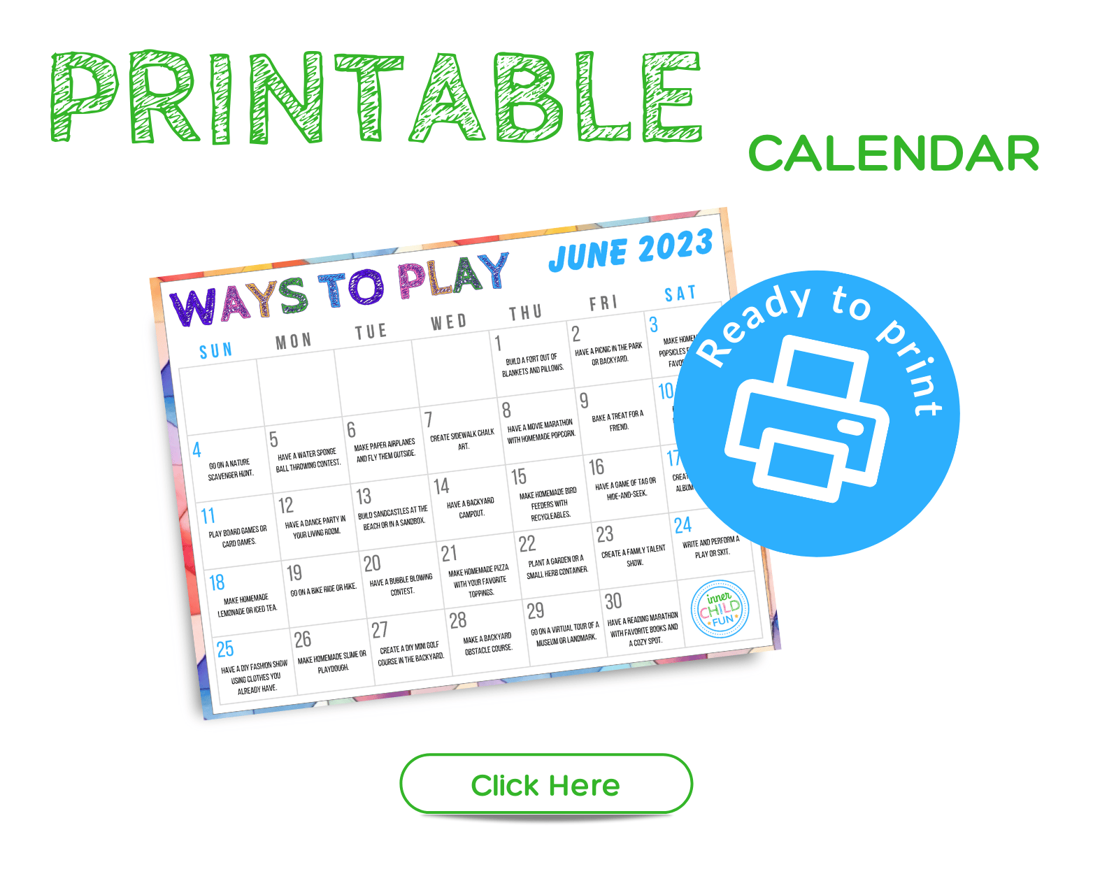Ways to Play Calendar - June 2023