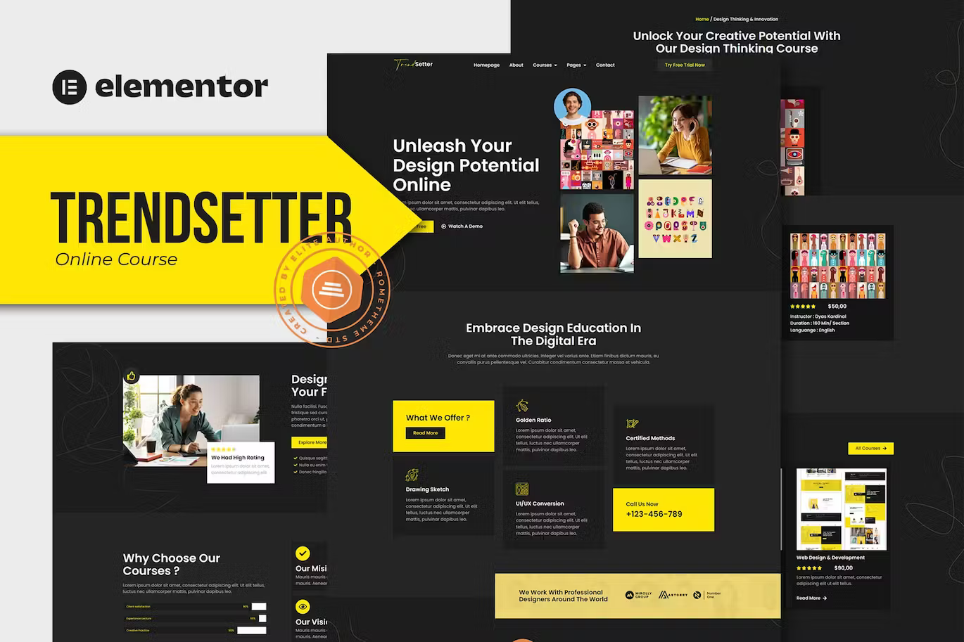 Online Design Courses Elementor Pro Template Kit - Payhip