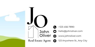 Customizable Modern, minimalist initials with house motif Email Signature Template for Canva - Small Business Branding, white