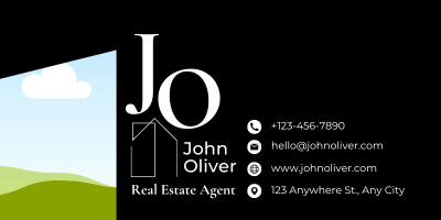 Customizable Modern, minimalist initials with house motif Email Signature Template for Canva - Small Business Branding, black