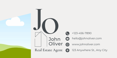 Customizable Modern, minimalist initials with house motif Email Signature Template for Canva - Small Business Branding, pale gray