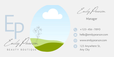 Customizable Modern initials with floral accents Email Signature Template for Canva - Small Business Branding, pale gray