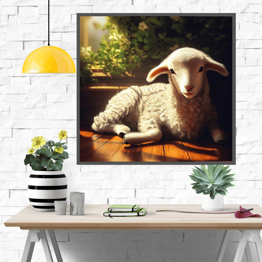 Nature's Serenity: Digital Art Collection - Tranquil Meadow Lamb - Instant Download