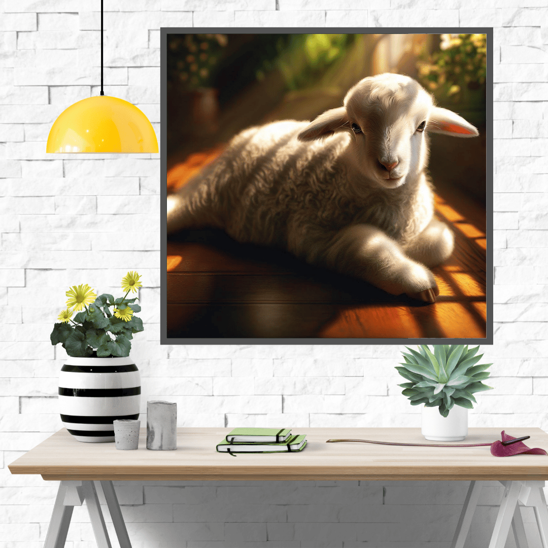 Home Decor Delight: Gentle Lamb Realist Digital Art - 10 Prints - Instant Download