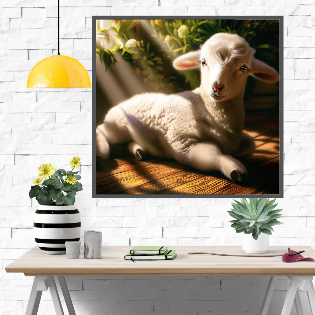 Artistic Reflection: Digital Art Collection - Tranquil Meadow Lamb - Instant Download